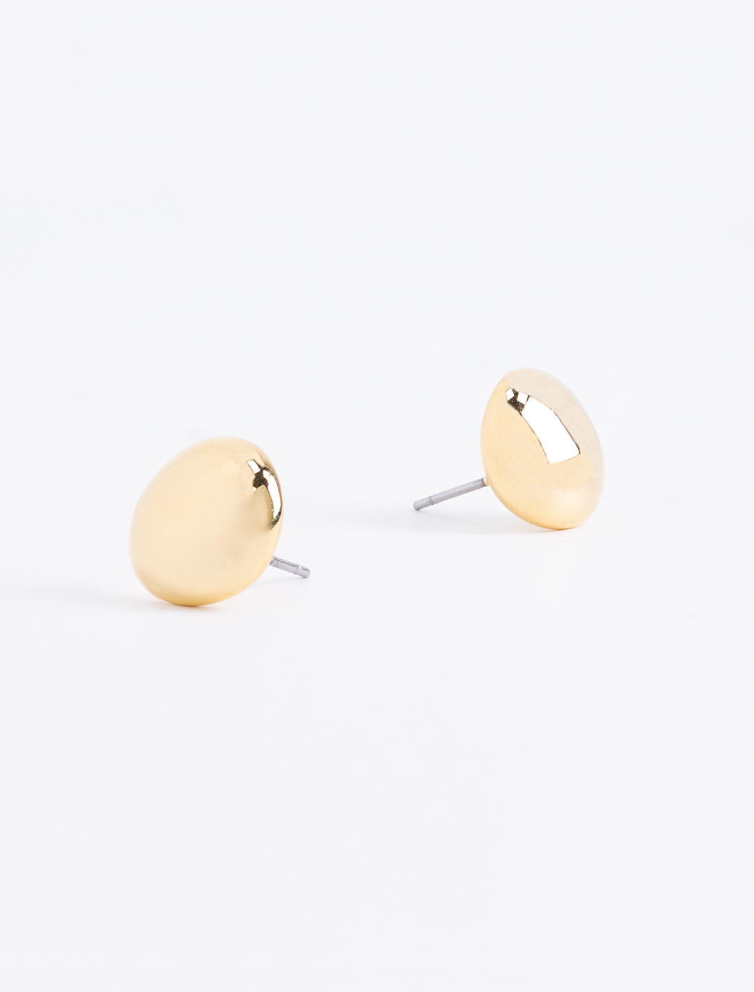 puffy button studs in gold
