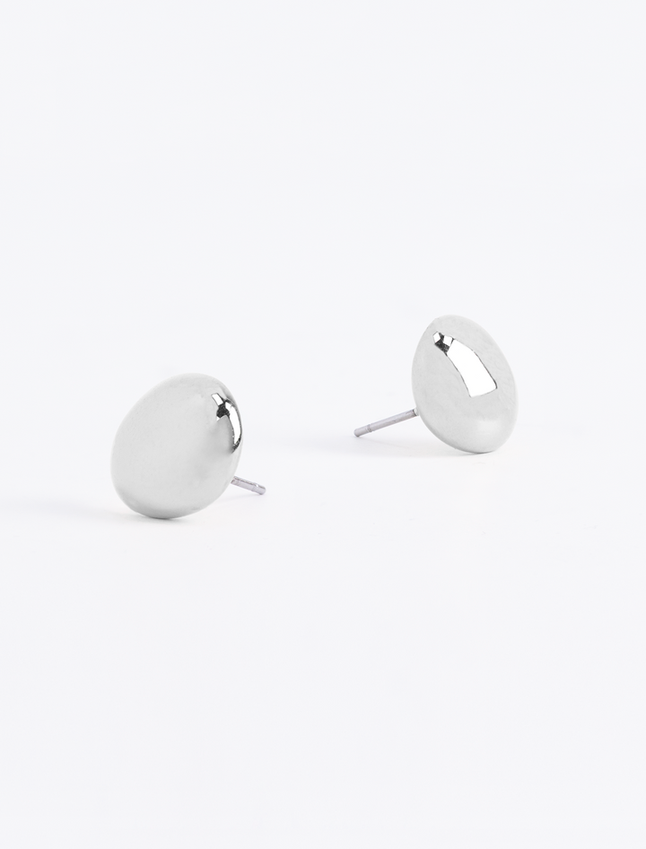 puffy button studs in silver