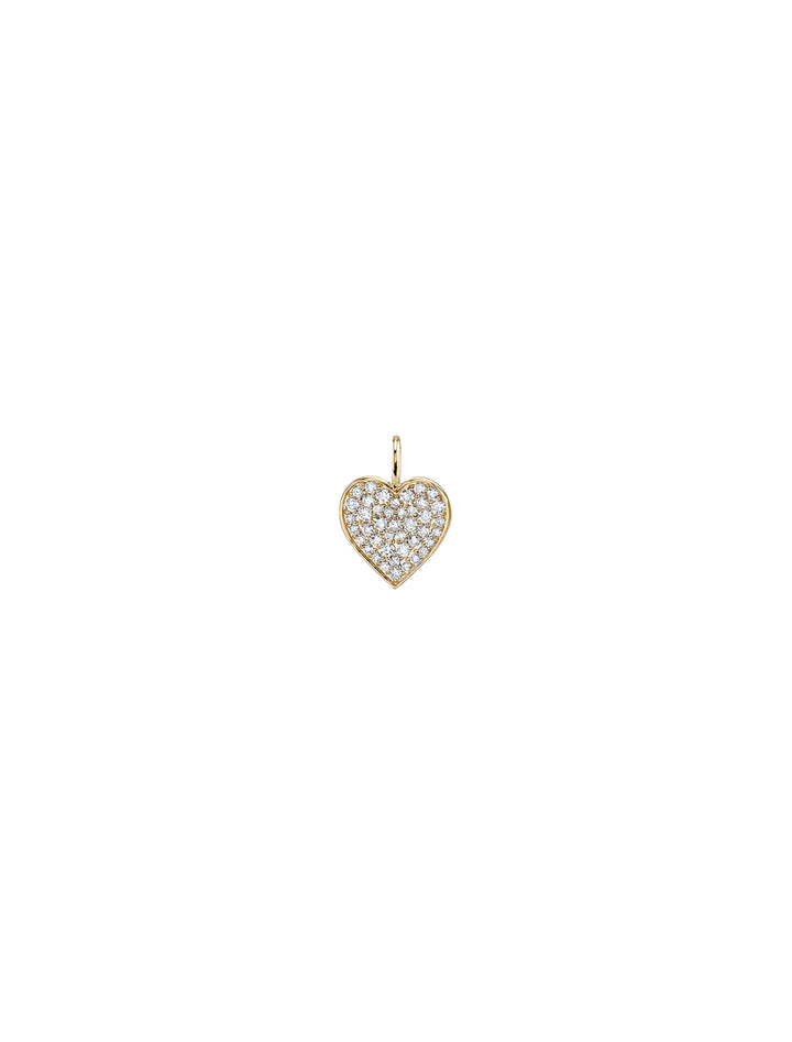 pave diamond and gold heart charm