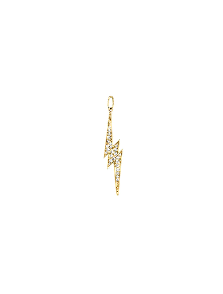 pave diamond and gold lightning bolt charm