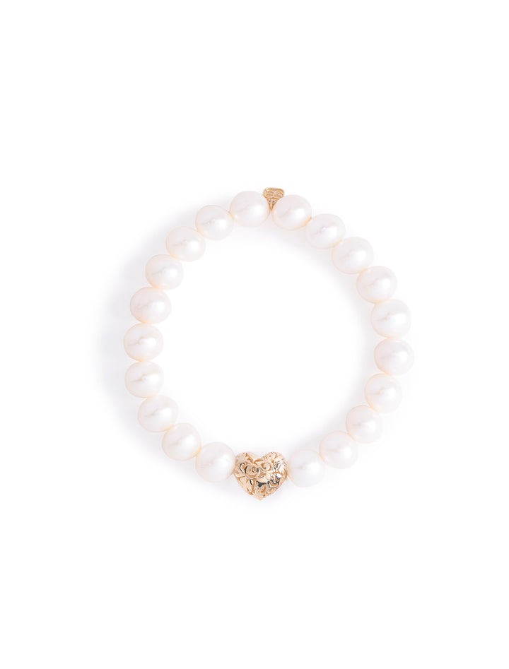 10mm puffy icon wallpaper heart bead on pearl beaded bracelet