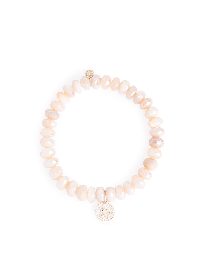 mini diamond starburst medallion on moonstone beaded bracelet