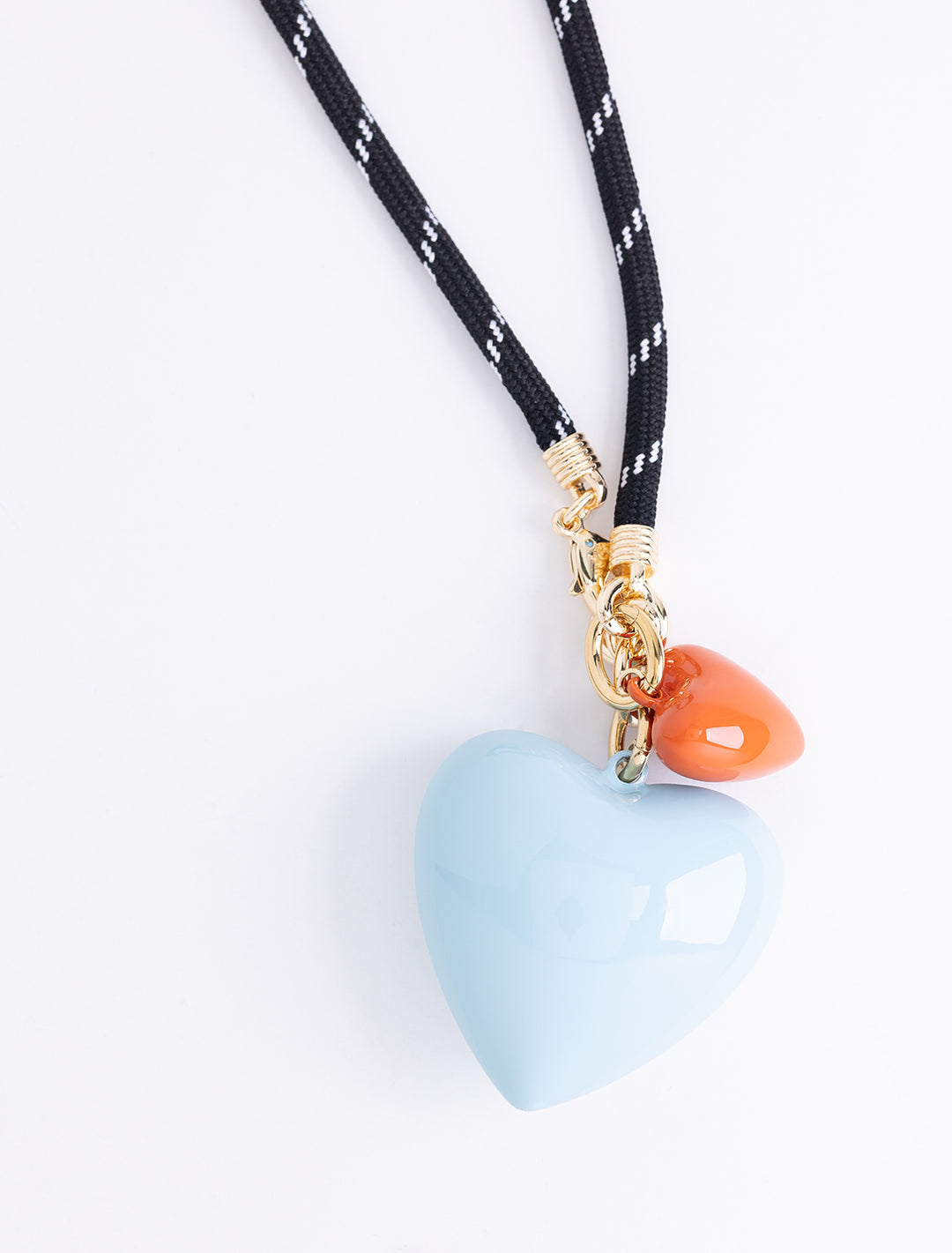 black long cord necklace with large cloud and small sienna hearts