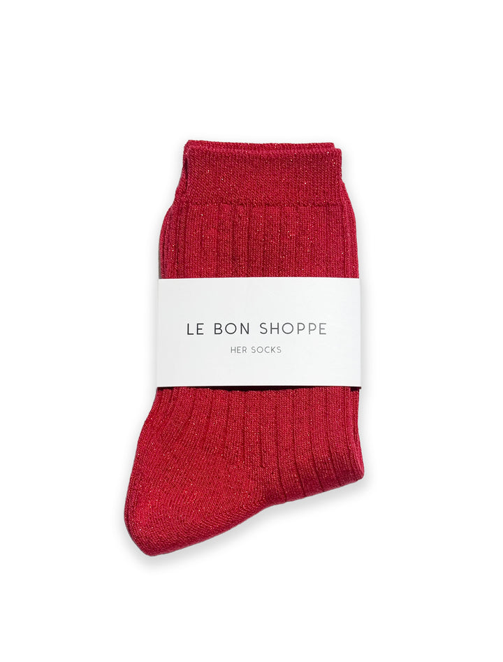 her socks in ruby glitter