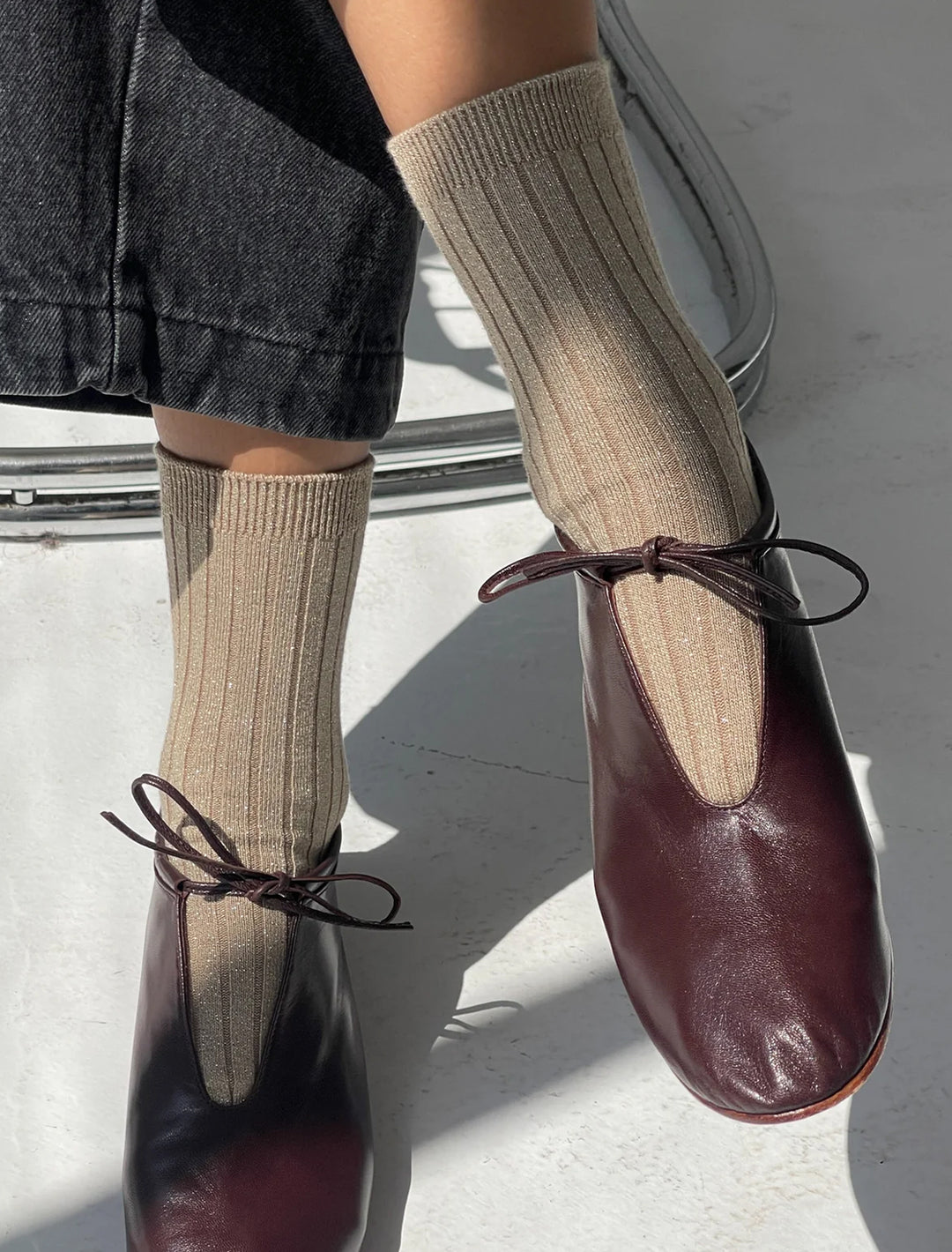 her socks in ash glitter