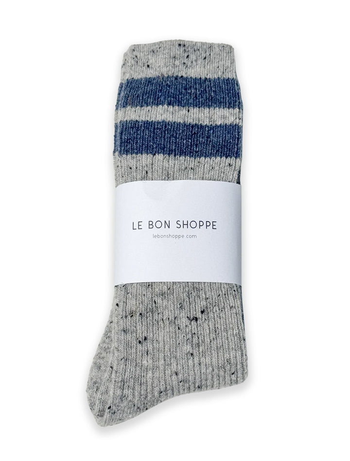 snow varsity socks in grey and blue
