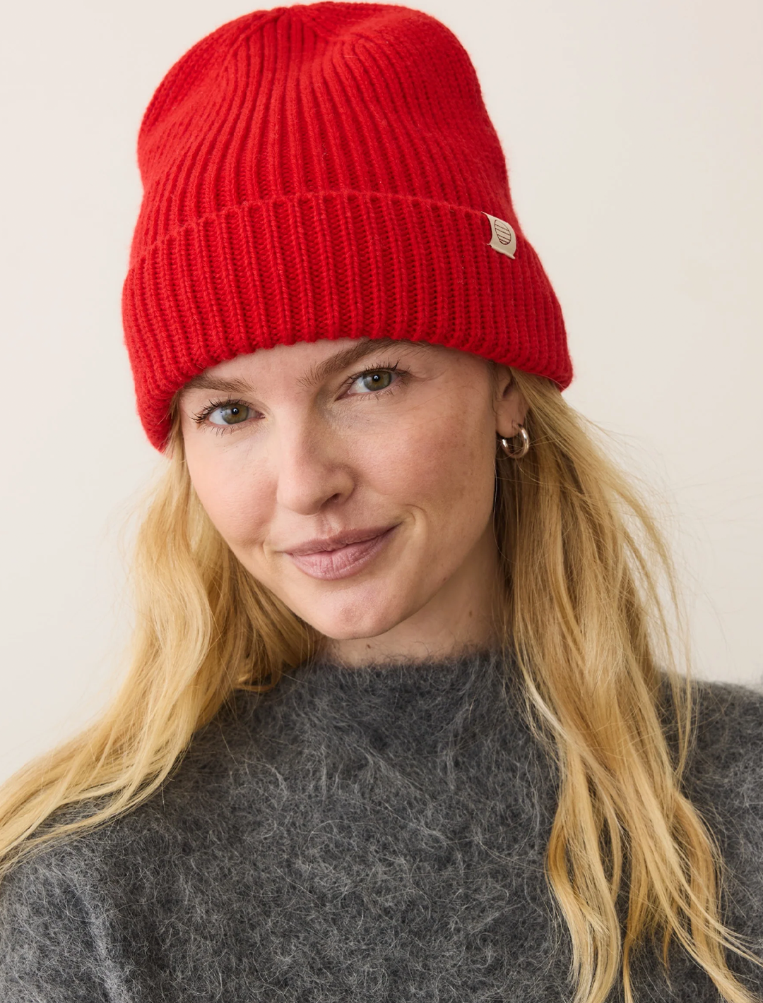 beanie in cherry red