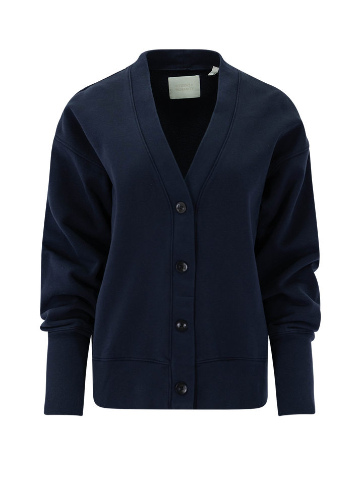 fleece cardigan in navy