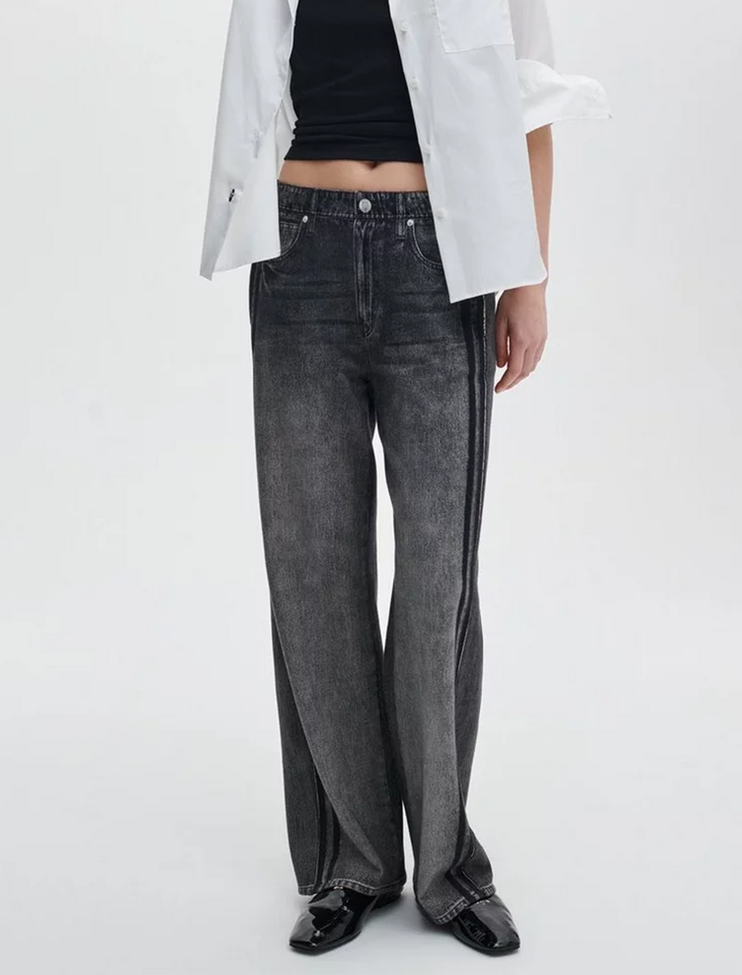 miramar terry wide track pant in washed black