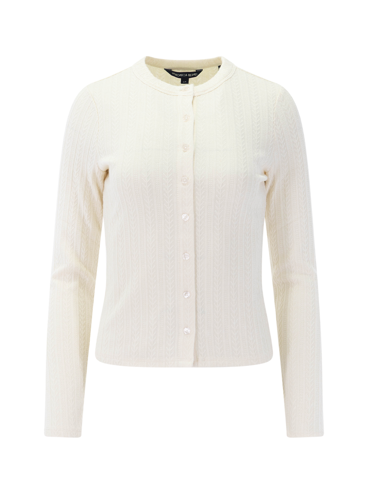 lira pointelle cardigan in ecru