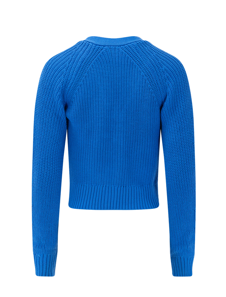 shrunken v-neck cardigan in dutch blue