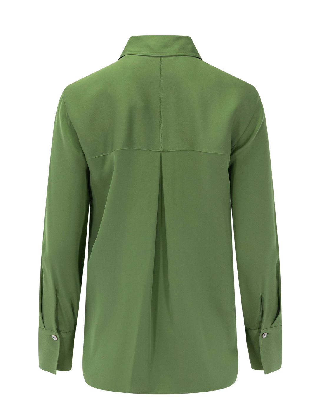 stretch-silk button-front blouse in clover