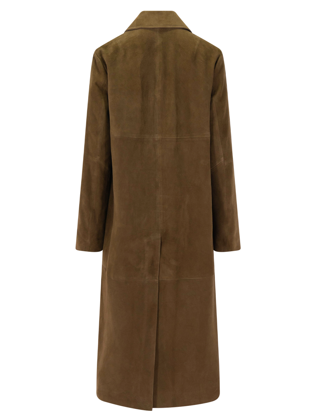 suede leather coat in wood moss