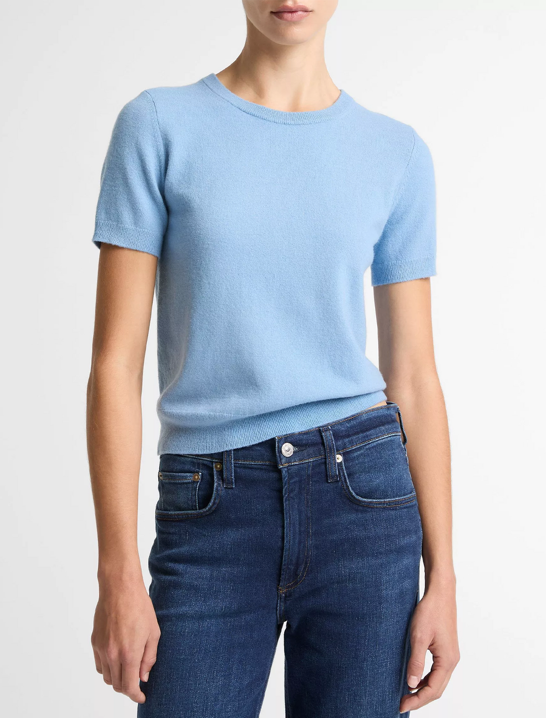 cashmere blend short-sleeve sweater in hydra