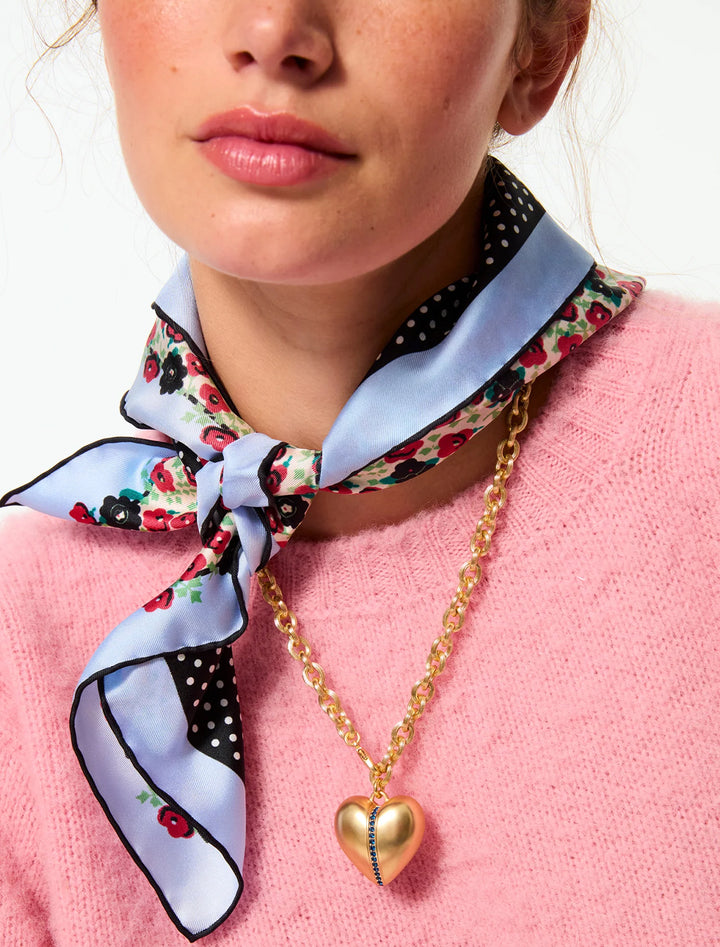 the sapphire stripe puffy heart pendant