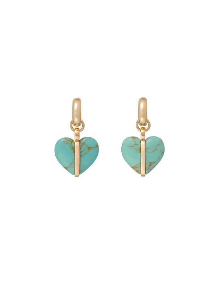 the stone mini heart earrings in turquoise