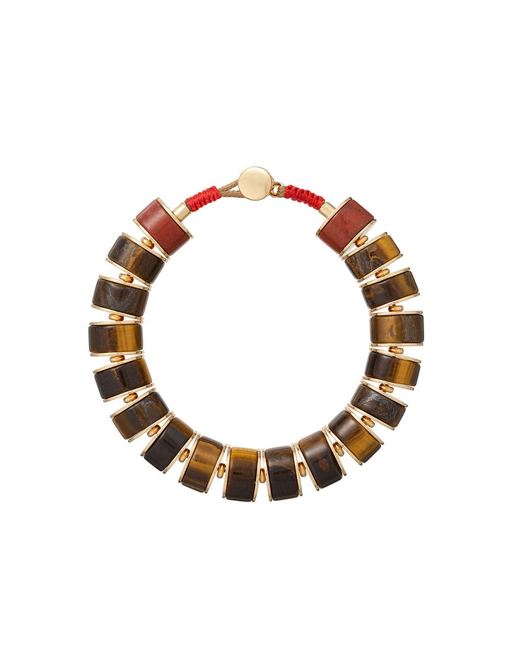 the stone slice bracelet in tigers eye