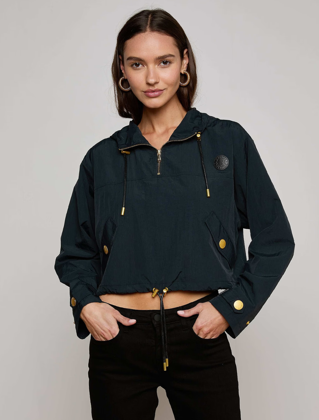 bronwyn crop windbreaker in black