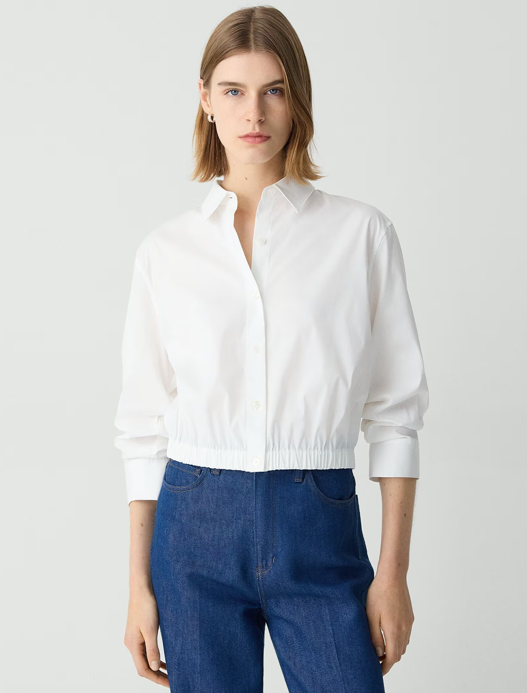 cropped shirt in good cotton in white