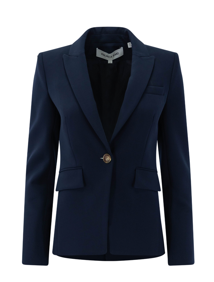 Veronica Beard single breasted miller dickey jacket in navy - front view.