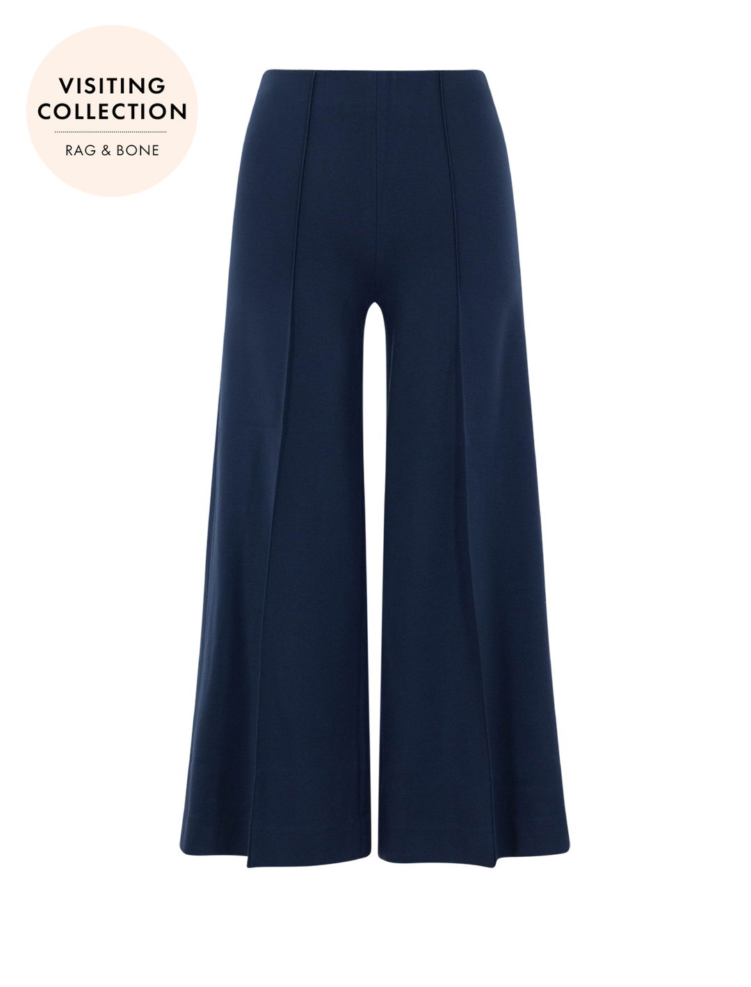 front view of irina cropped wide leg pant in navy