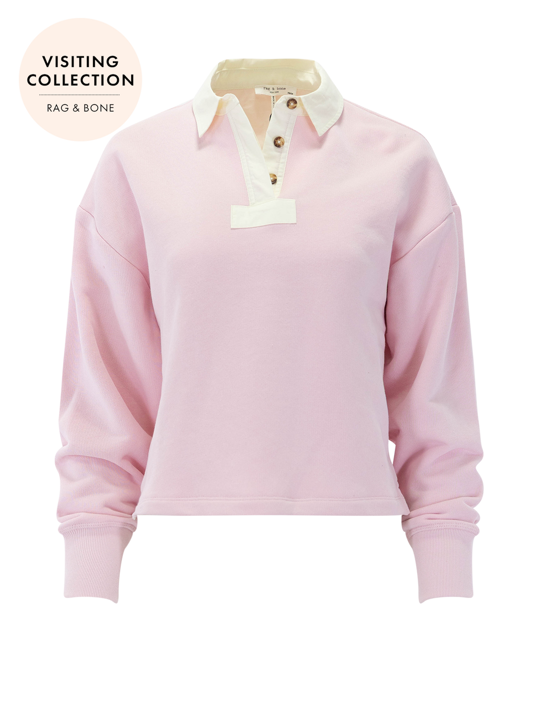 front view of vintage terry oversized polo in peony