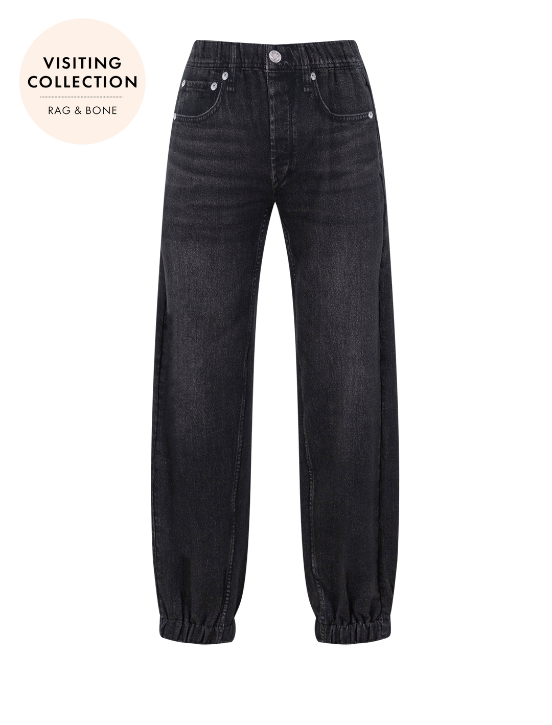 front view of miramar terry jogger pant in faded black