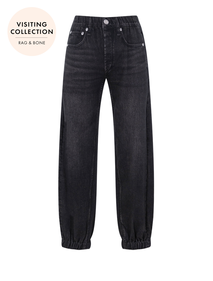 front view of miramar terry jogger pant in faded black