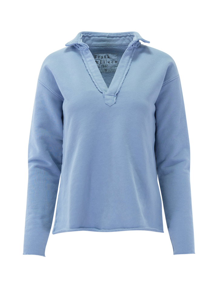Front view of Frank & Eileen's patrick popover henley in fog.