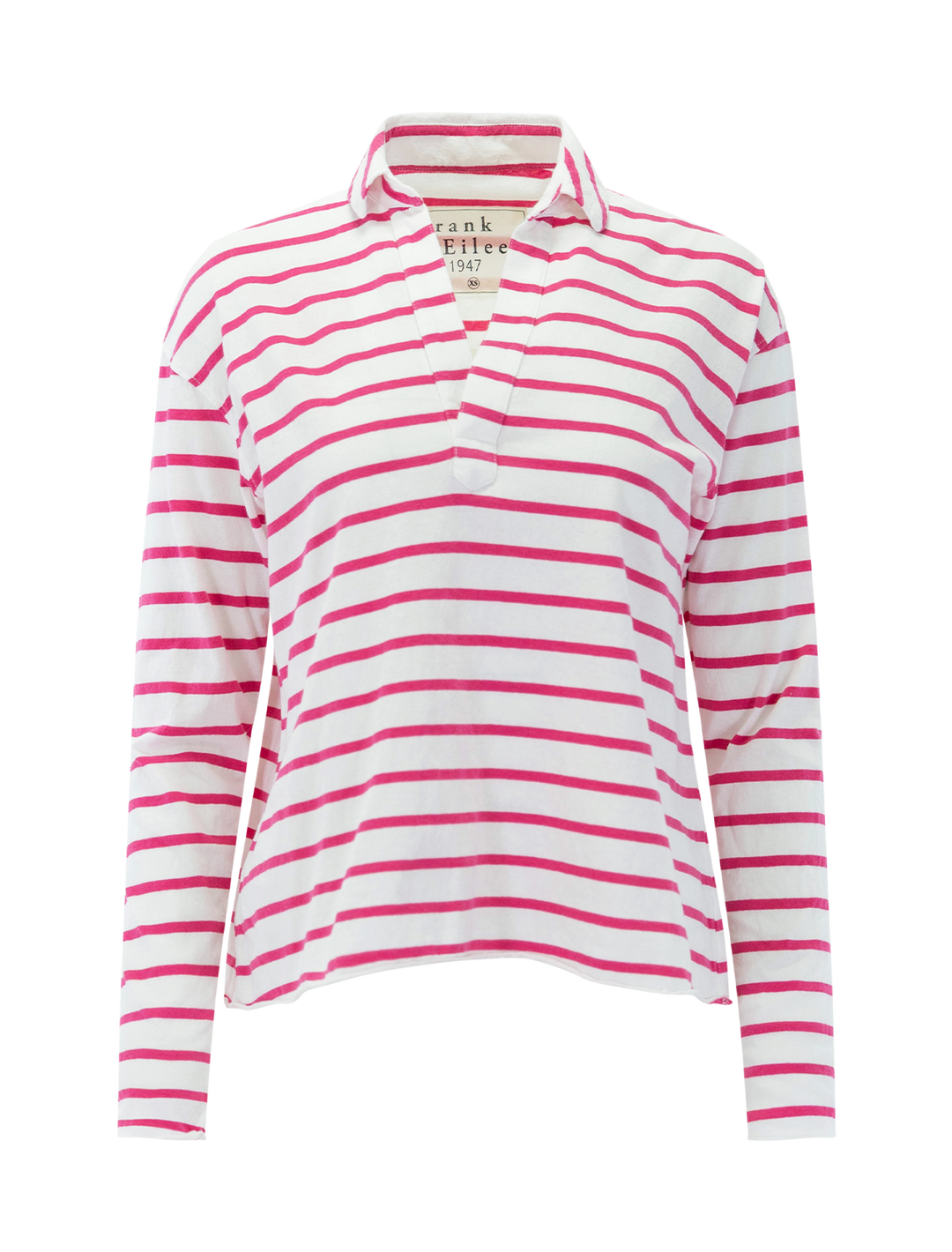 Front view of Frank & Eileen's patrick popover in lotus stripe.