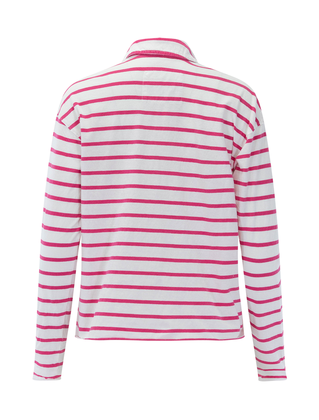 Back view of Frank & Eileen's patrick popover in lotus stripe.