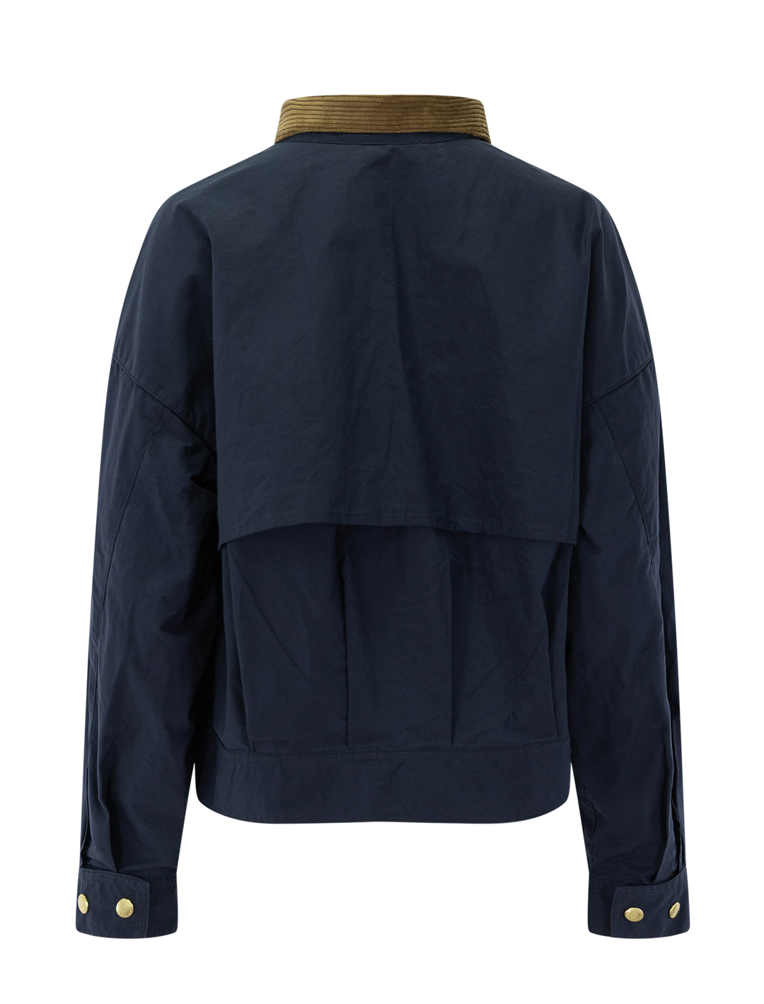 Barbour's blackthorn casual jacket in navy - back view.