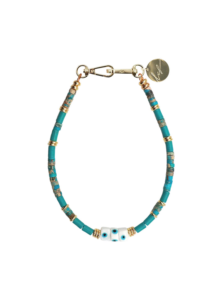 kyra perle turquoise and oeil chain