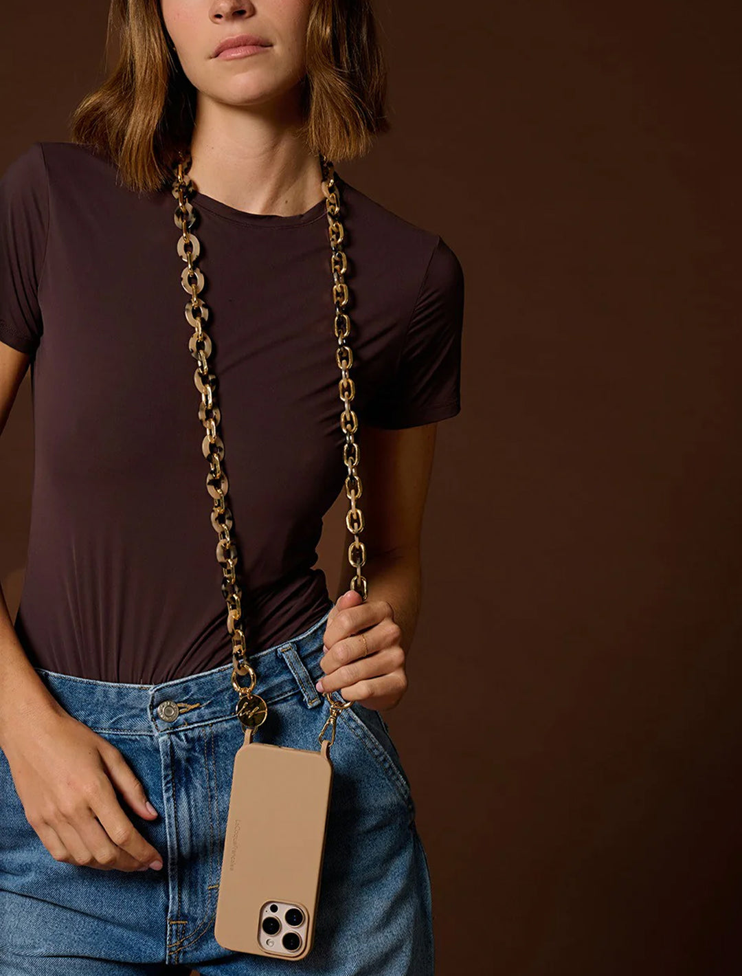 cassy ecailee beige chain