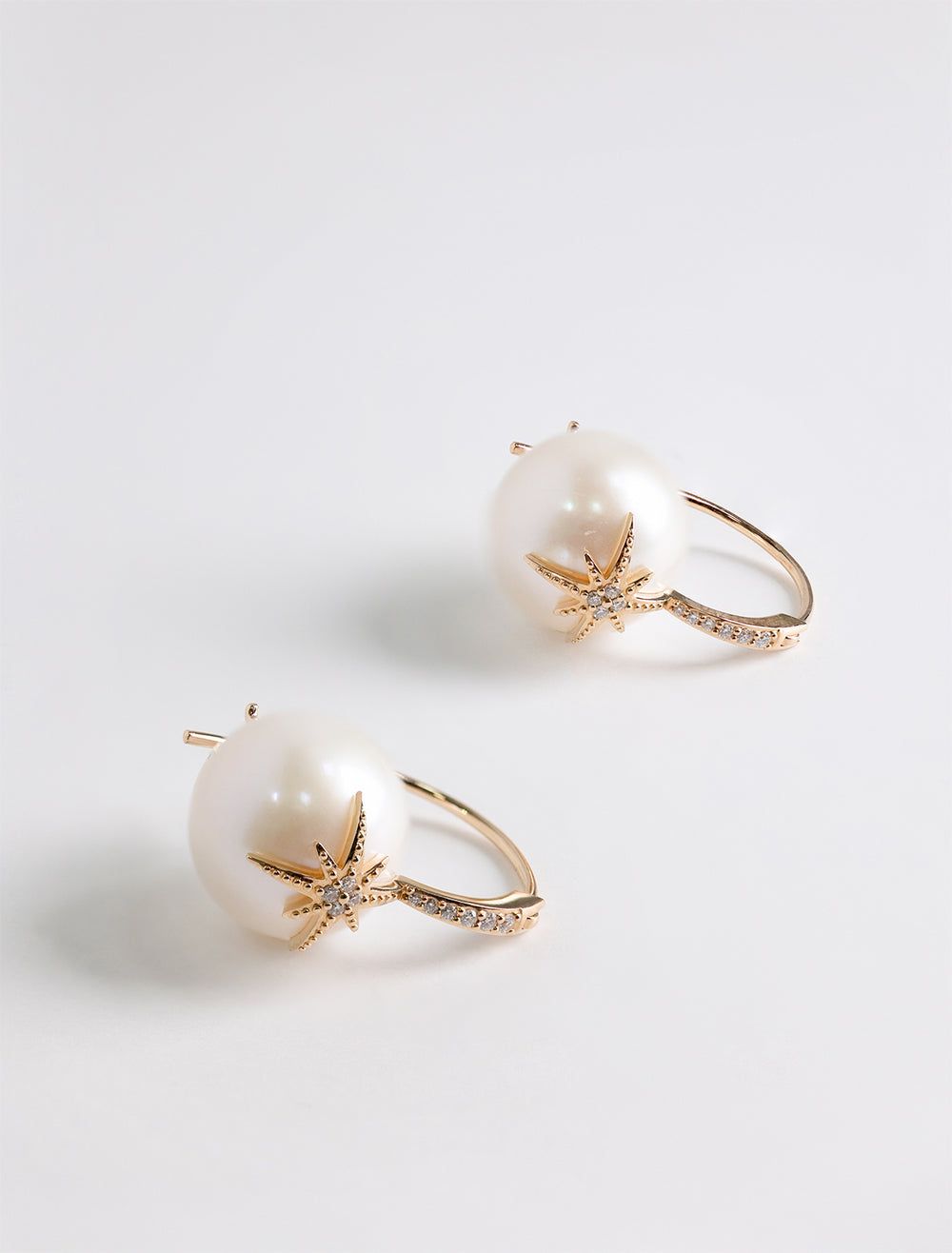 Alternative view of Sydney Evan's 12mm pave starburst bead earrings.