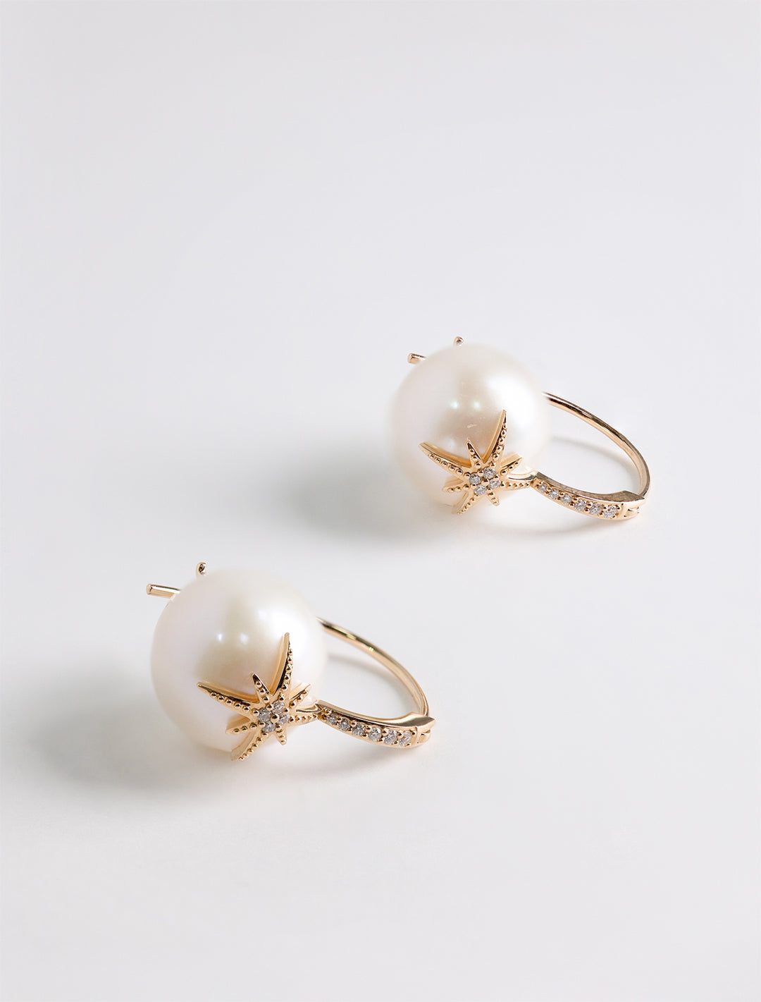 Alternative view of Sydney Evan's 12mm pave starburst bead earrings.