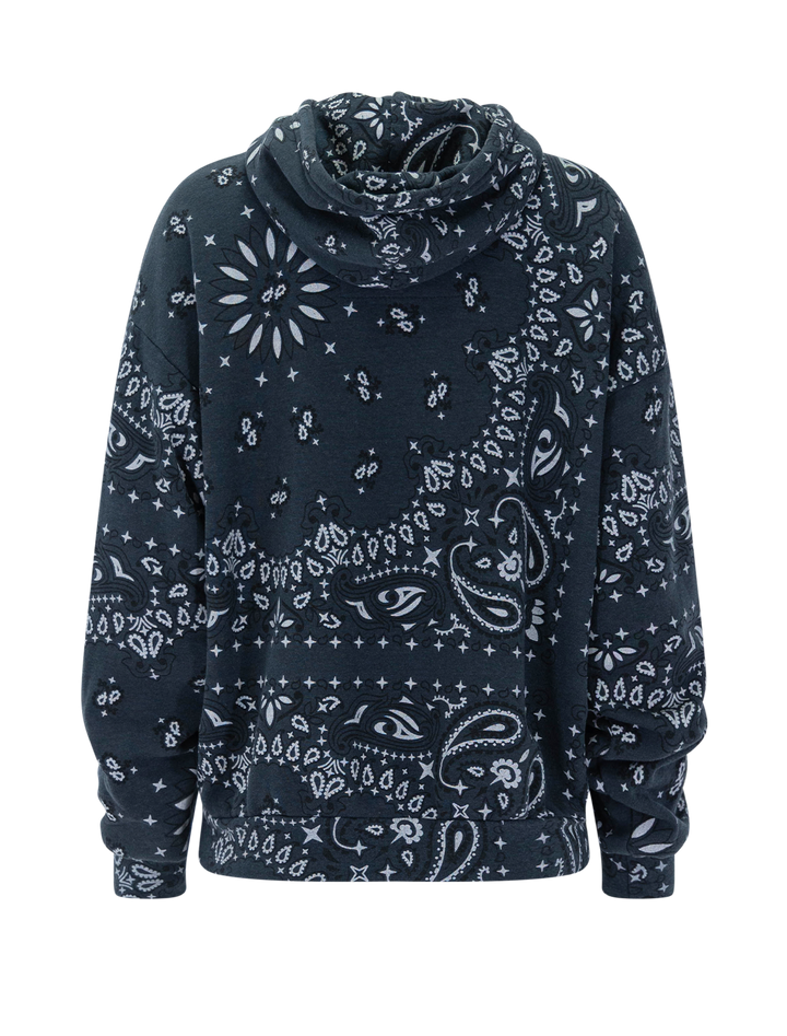 malibu bandana relaxed pullover hoodie in charcoal