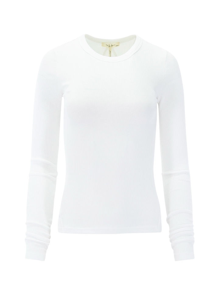 essential rib long sleeve tee in white
