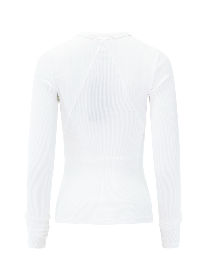 essential rib long sleeve tee in white
