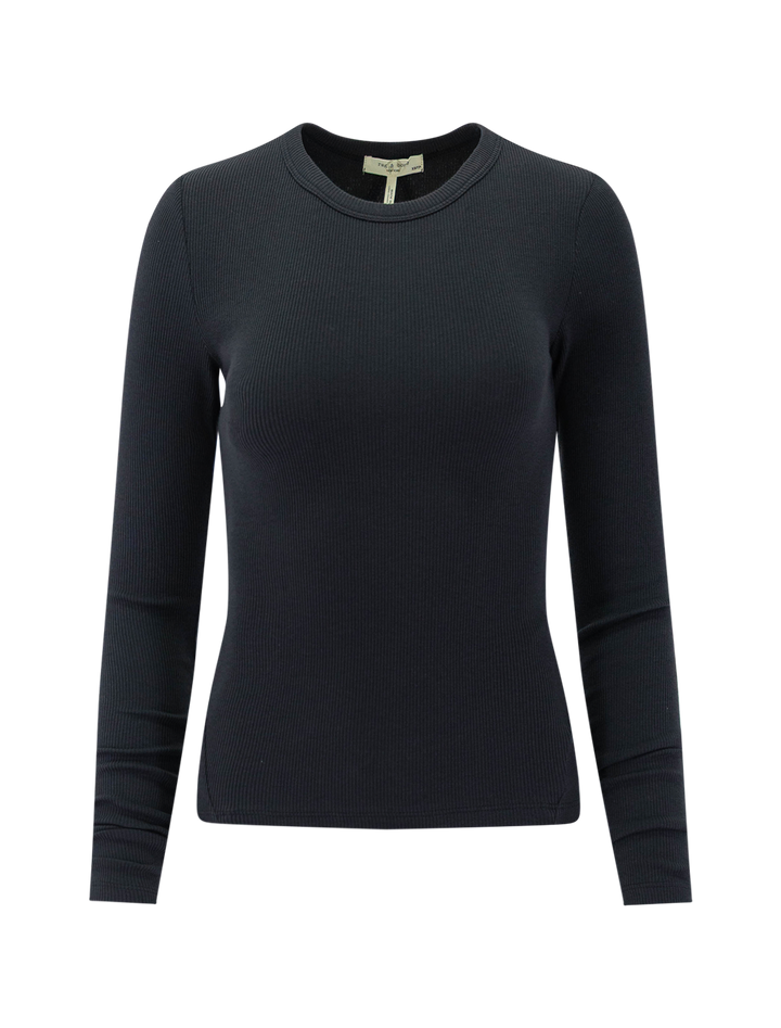 essential rib long sleeve tee in black