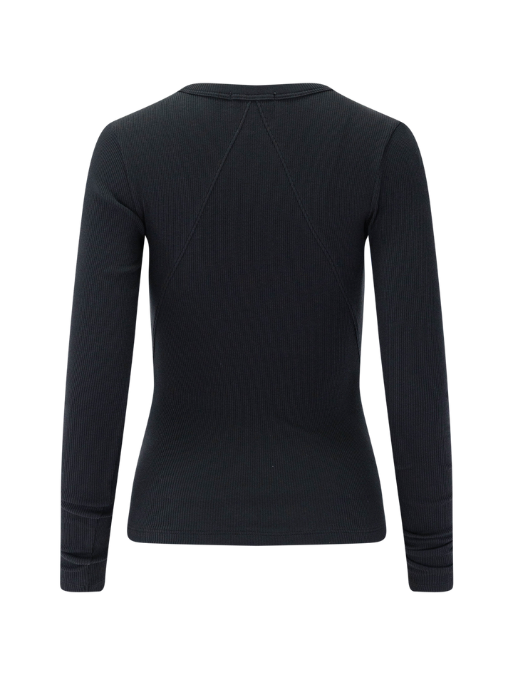 essential rib long sleeve tee in black