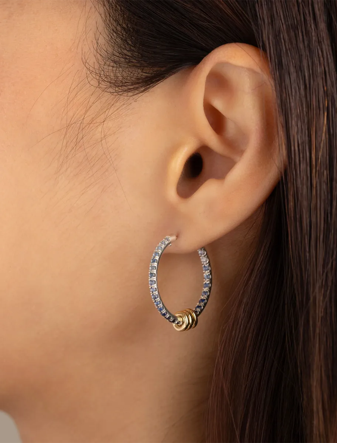 argo demi silver and gold blue ombre hoops