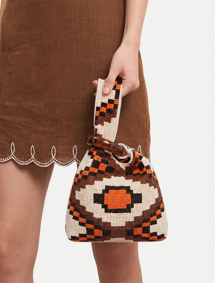 beaded swing bag in orange multi
