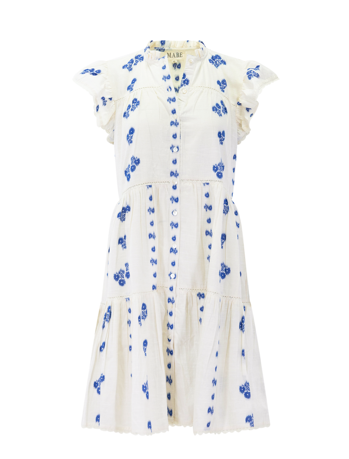 iris woven frill dress in blue