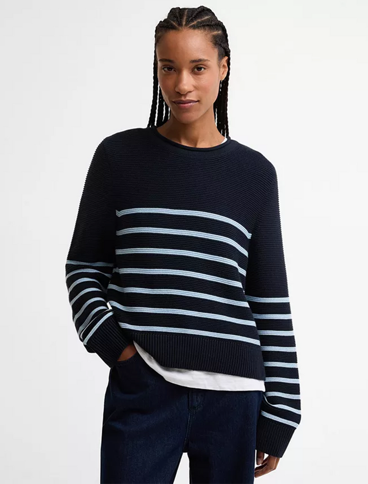 hinton knit jumper in dark navy stripe