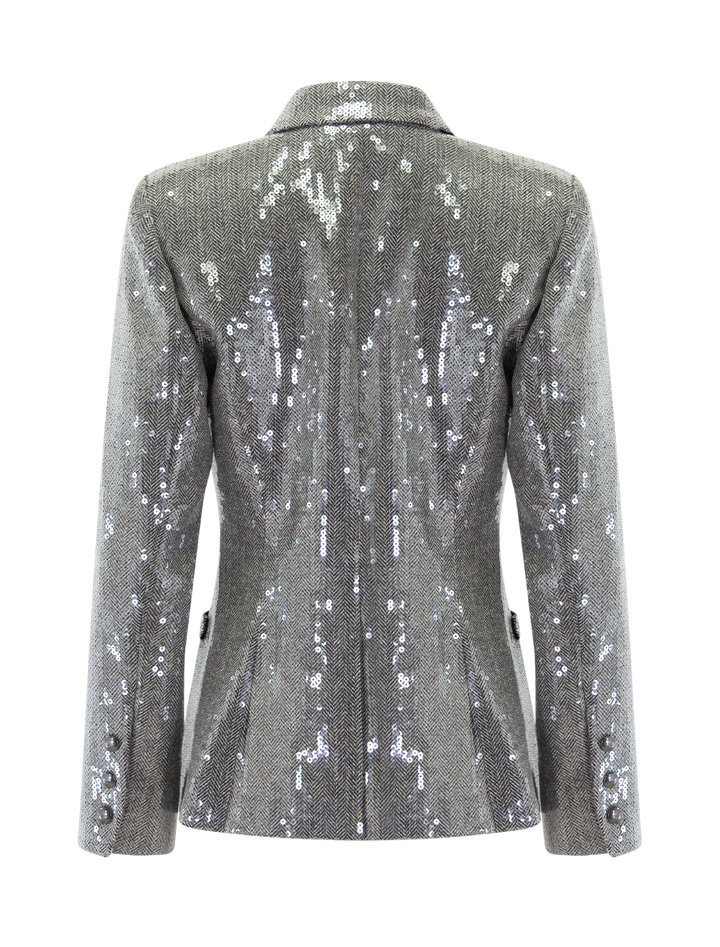 kyomi blazer grey herringbone and sequin