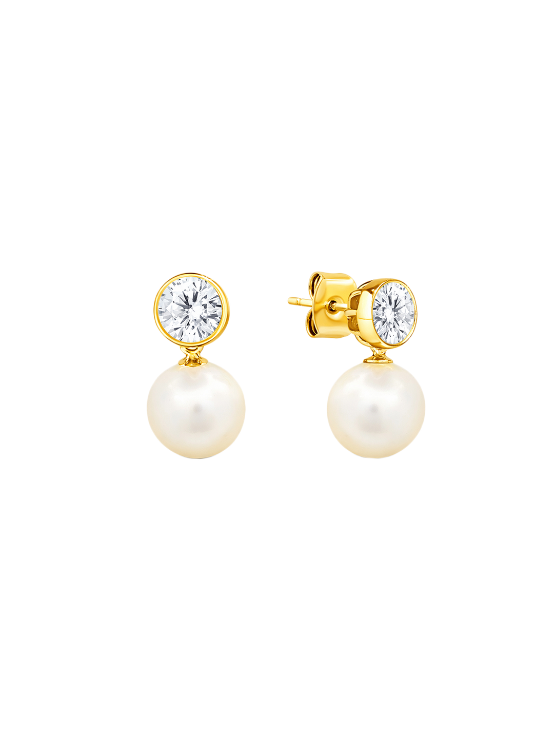 large cz and pearl drop earring