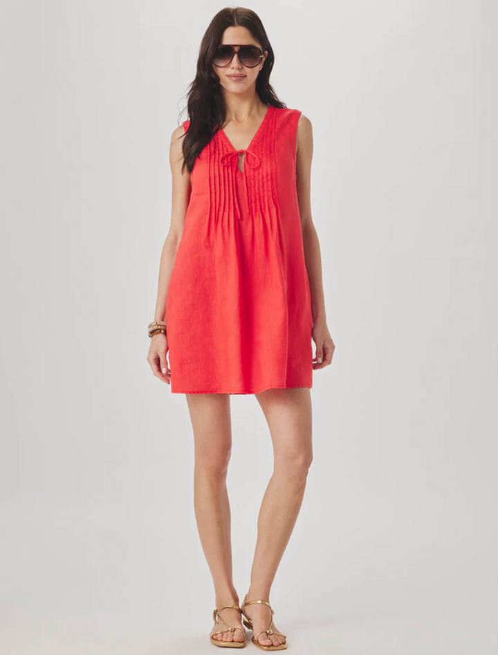 stella linen mini dress in scarlet