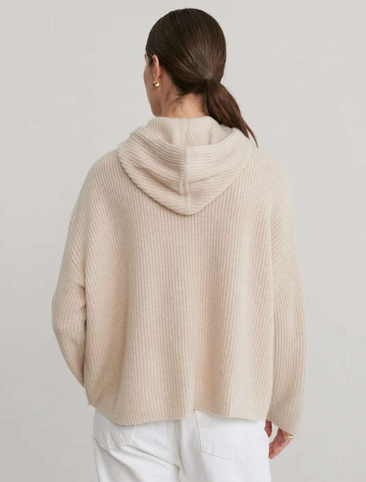 cashmere fisherman hoodie in oatmeal