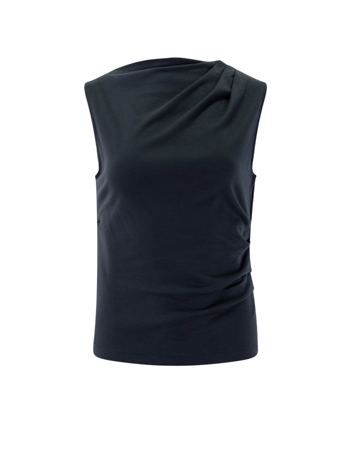 sleeveless draped top in ink